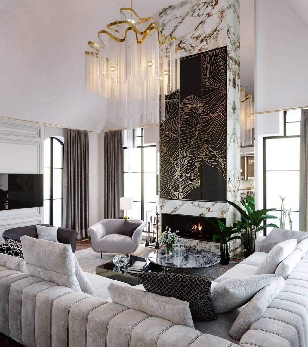 Stream Chain Chandelier — Cascading Link Design, Gold & Silver Finishes