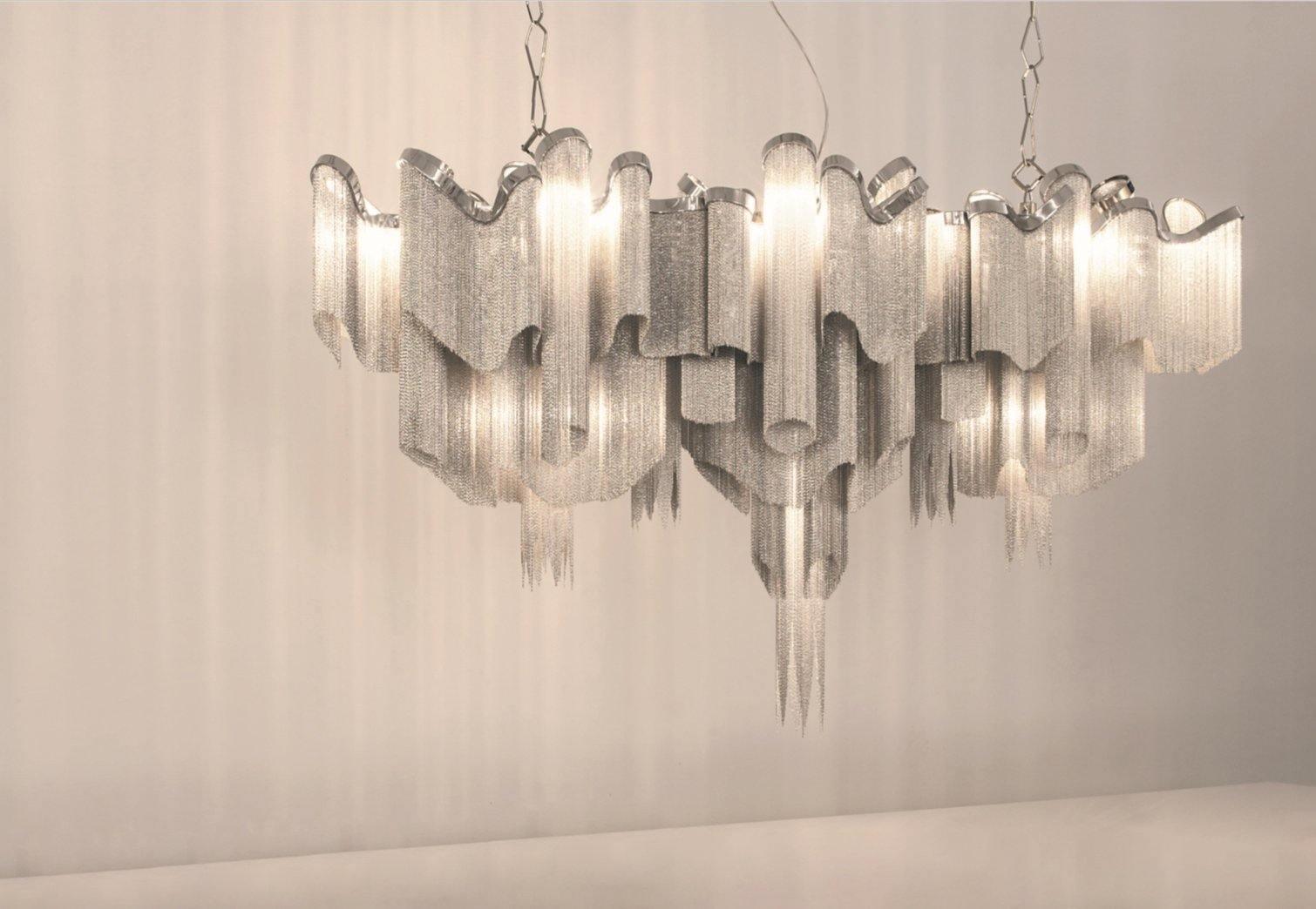 Stream Chain Chandelier — Cascading Link Design, Gold & Silver Finishes