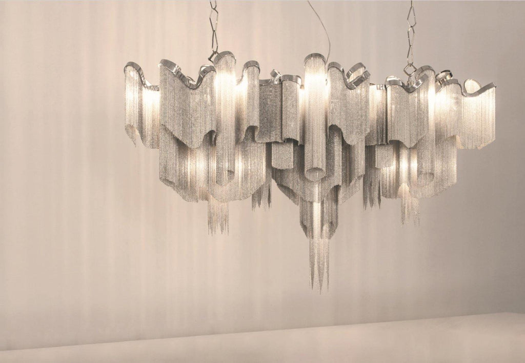 Lampada a sospensione Lustra in nichel — Design con catena a cascata