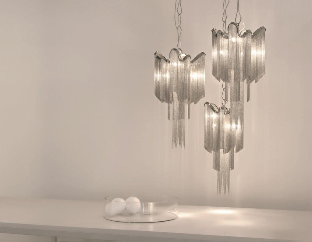 Stream Chain Chandelier — Cascading Link Design, Gold & Silver Finishes