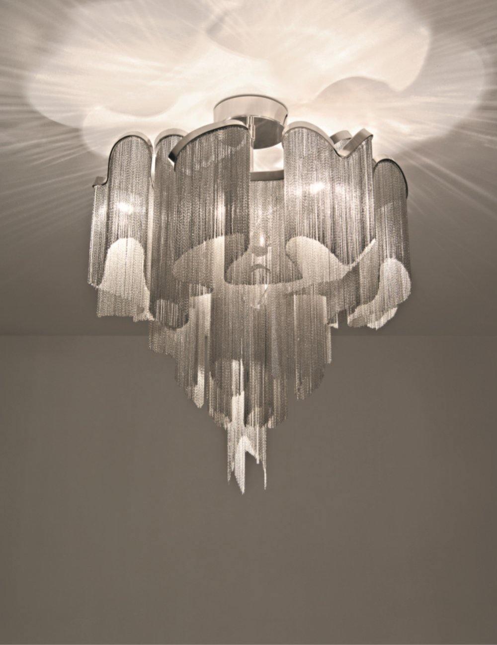 Stream Chain Chandelier — Cascading Link Design, Gold & Silver Finishes
