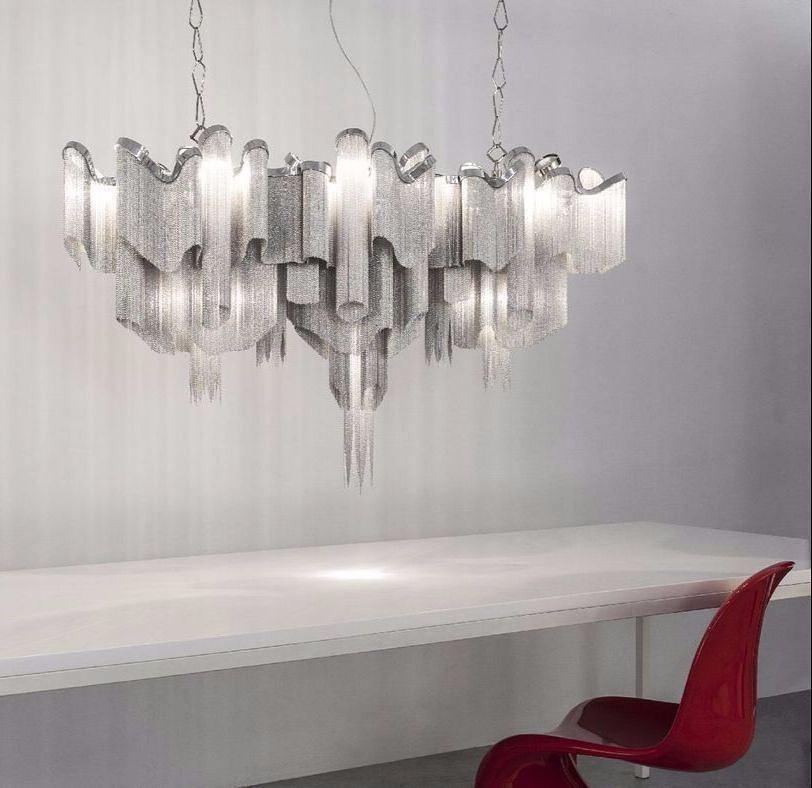 Stream Chain Chandelier — Cascading Link Design, Gold & Silver Finishes
