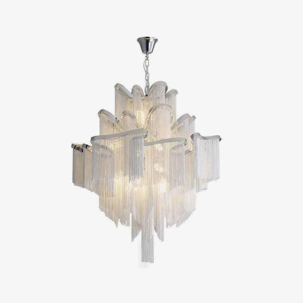 Lampada a sospensione Lustra in nichel — Design con catena a cascata