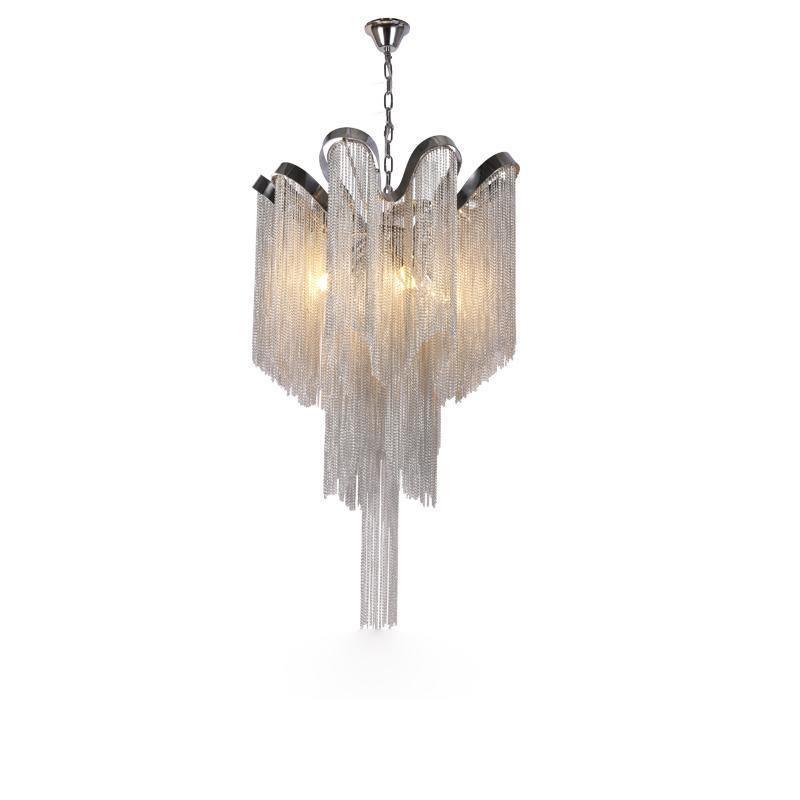 Lampada a sospensione Lustra in nichel — Design con catena a cascata