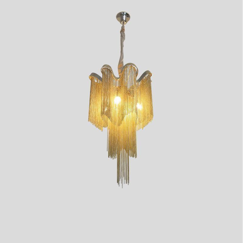 Lampada a sospensione Lustra in nichel — Design con catena a cascata