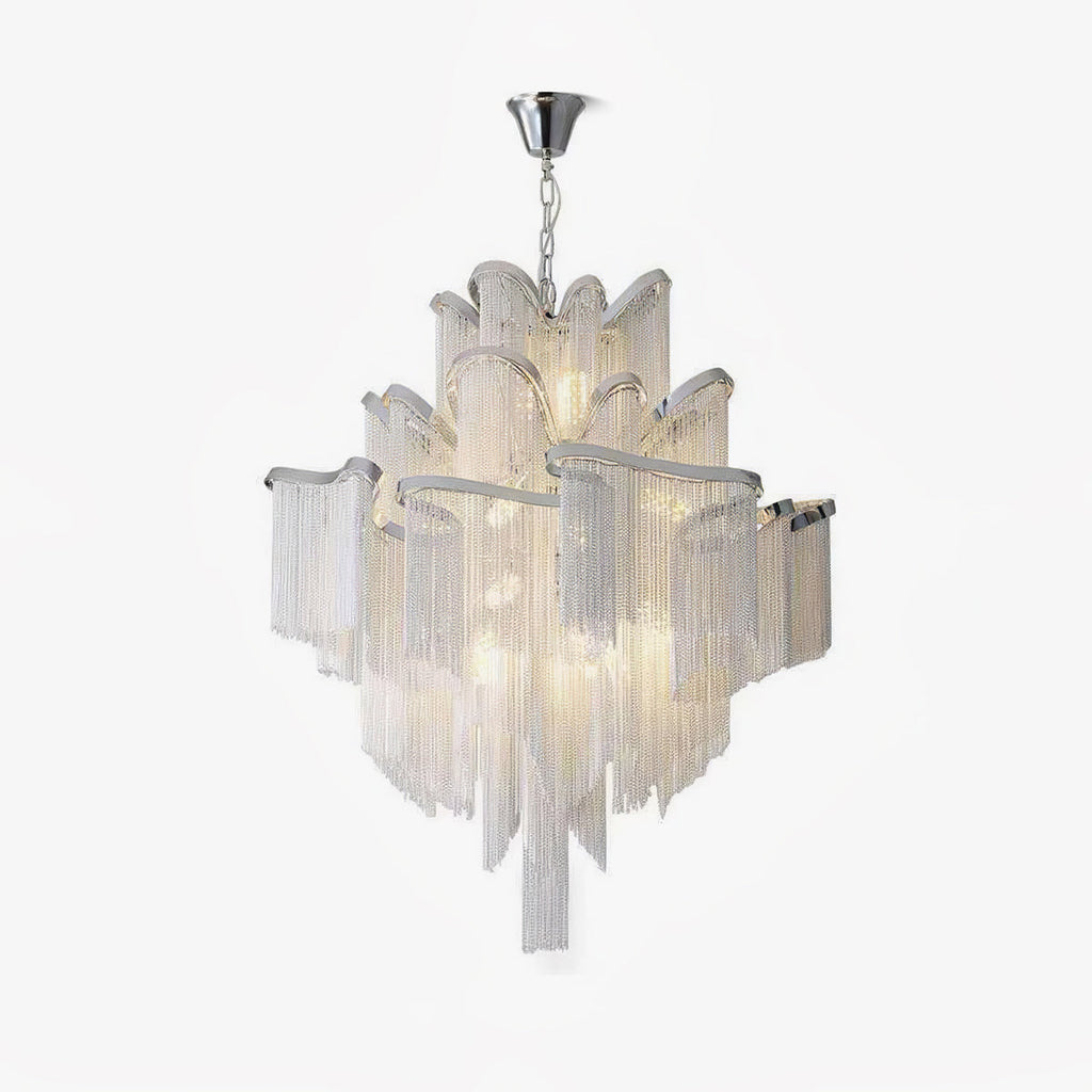Stream Chain Chandelier — Cascading Link Design, Gold & Silver Finishes