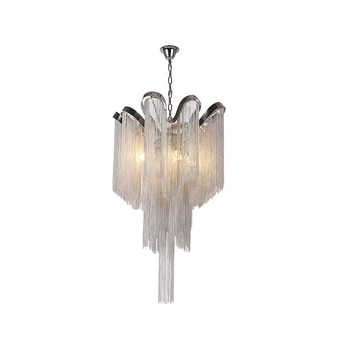 Stream Chain Chandelier — Cascading Link Design, Gold & Silver Finishes