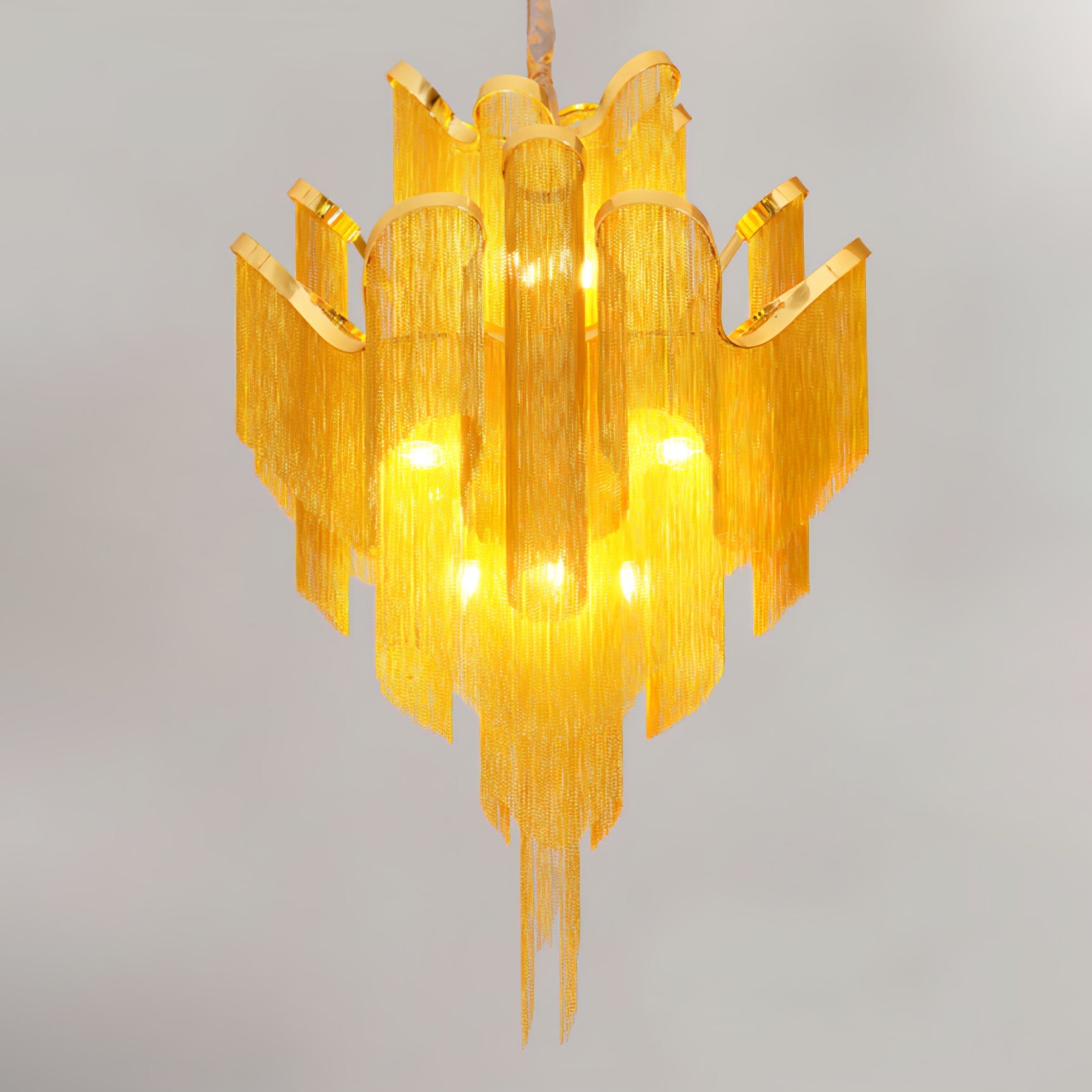 Stream Chain Chandelier — Cascading Link Design, Gold & Silver Finishes