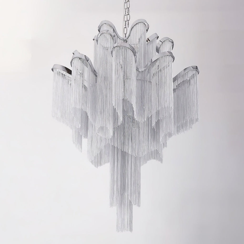 Stream Chain Chandelier — Cascading Link Design, Gold & Silver Finishes