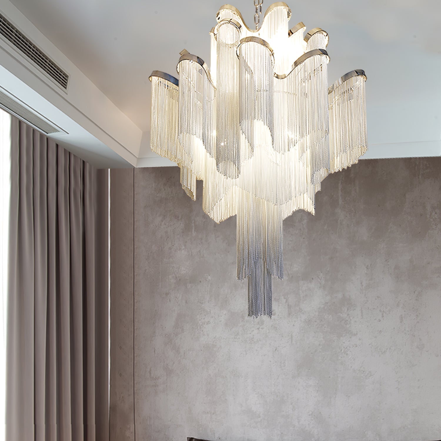 Stream Chain Chandelier — Cascading Link Design, Gold & Silver Finishes