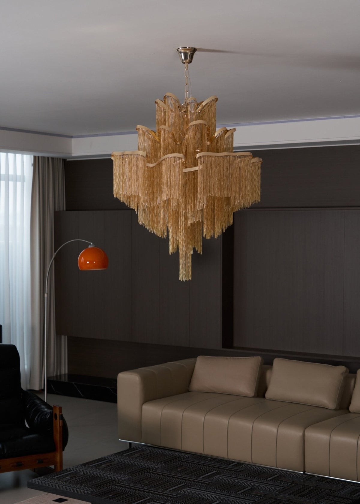 Stream Chain Chandelier — Cascading Link Design, Gold & Silver Finishes