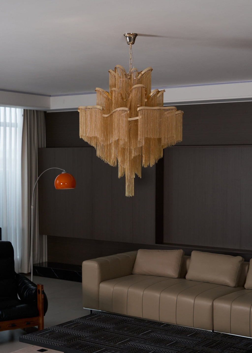 Lampada a sospensione Lustra in nichel — Design con catena a cascata