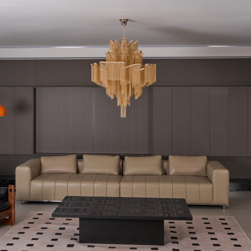 Stream Chain Chandelier — Cascading Link Design, Gold & Silver Finishes