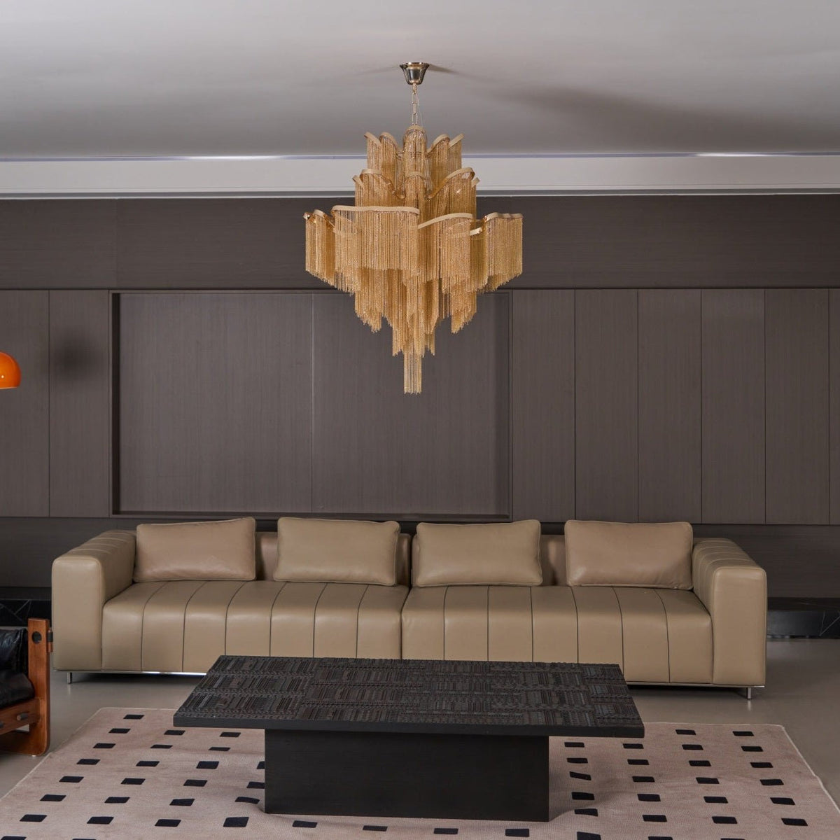 Lampada a sospensione Lustra in nichel — Design con catena a cascata