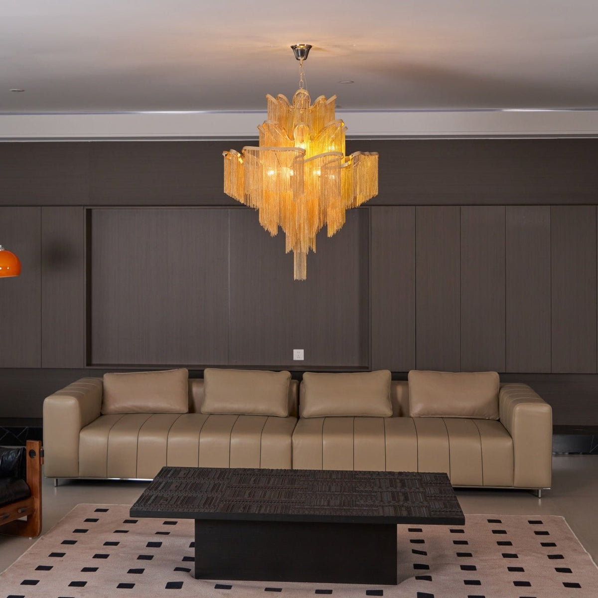 Lampada a sospensione Lustra in nichel — Design con catena a cascata