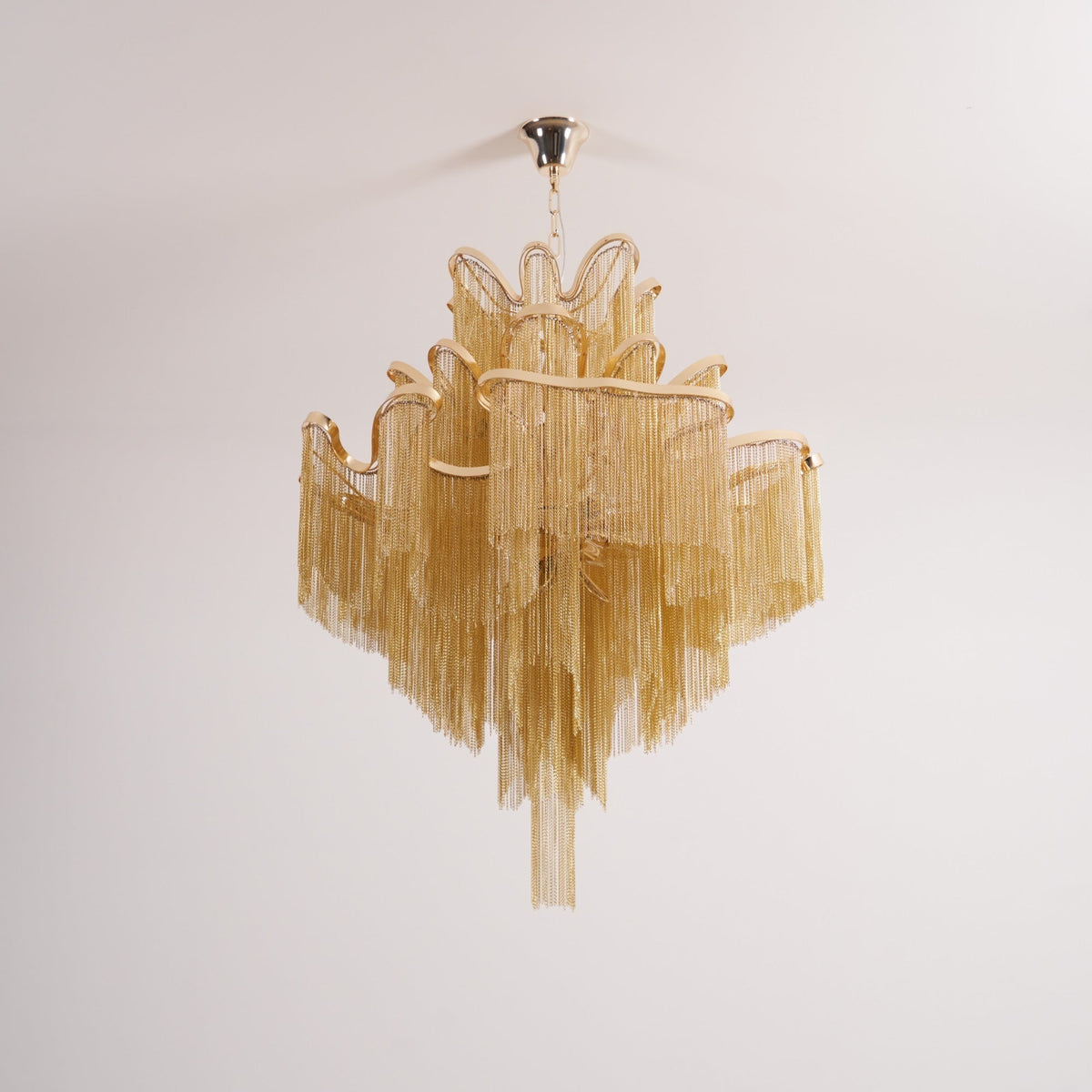 Lampada a sospensione Lustra in nichel — Design con catena a cascata