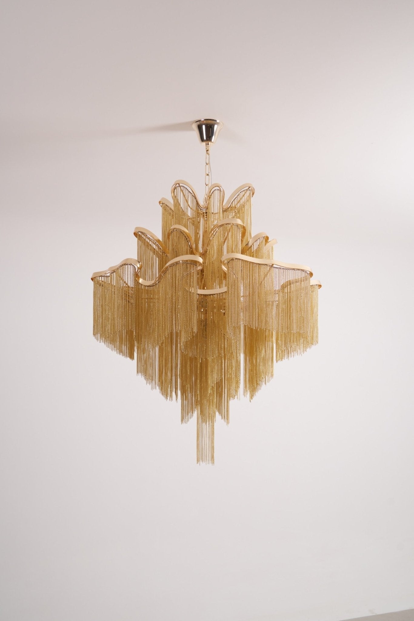 Stream Chain Chandelier — Cascading Link Design, Gold & Silver Finishes