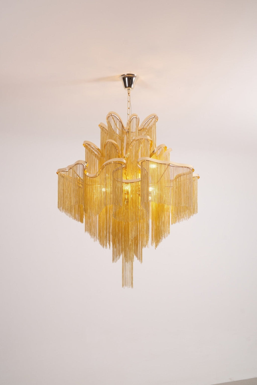 Stream Chain Chandelier — Cascading Link Design, Gold & Silver Finishes