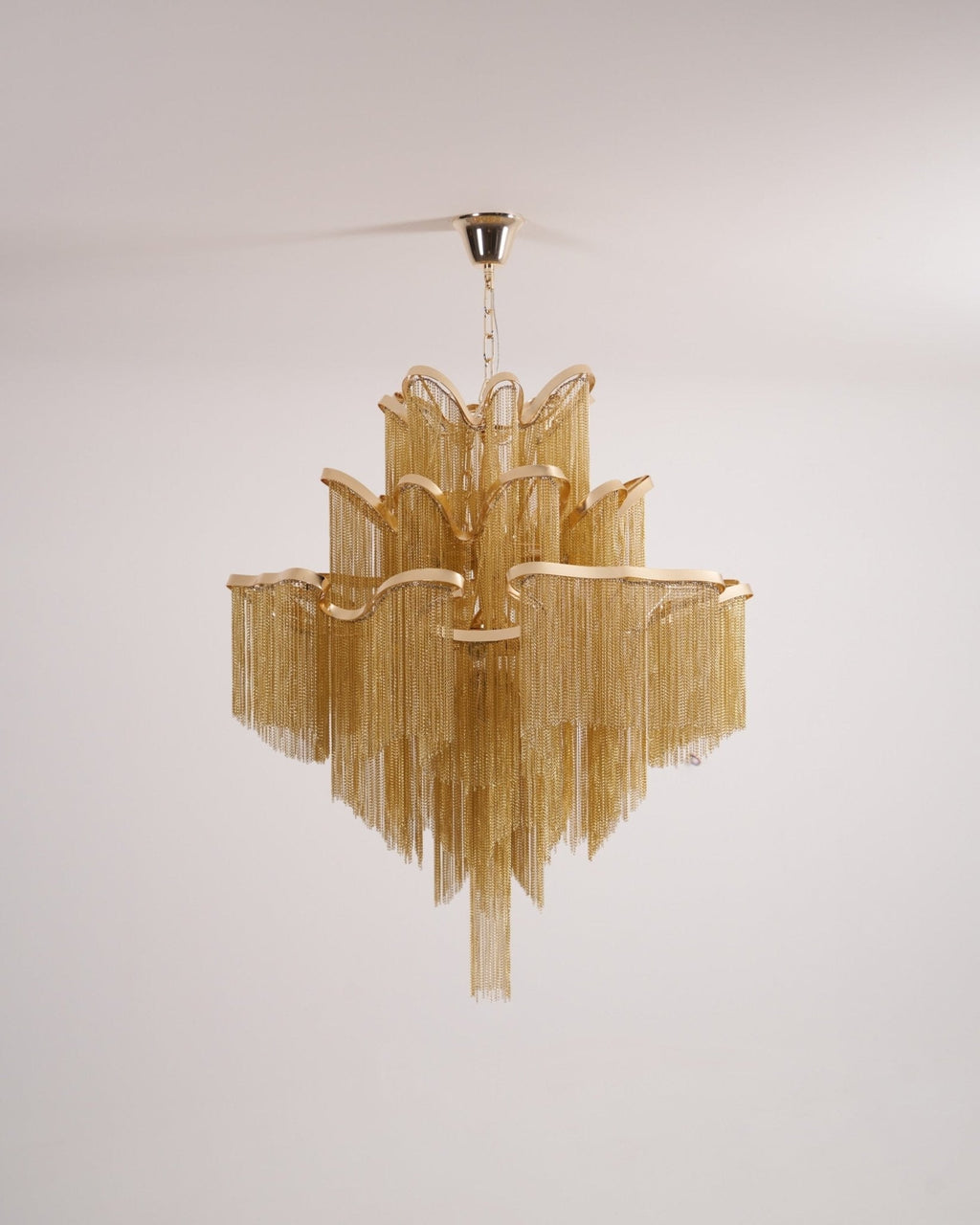 Stream Chain Chandelier — Cascading Link Design, Gold & Silver Finishes