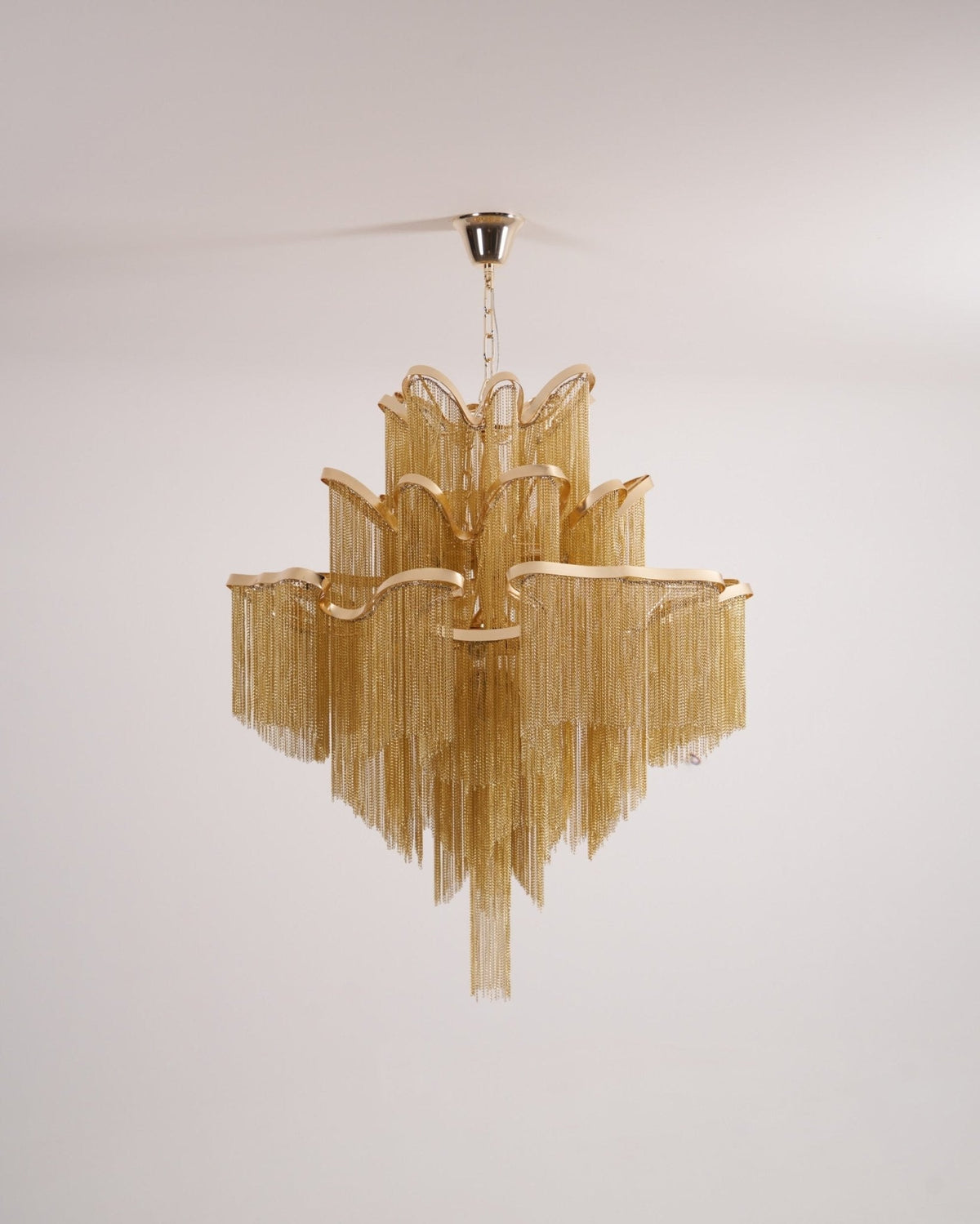 Stream Chain Chandelier — Cascading Link Design, Gold & Silver Finishes