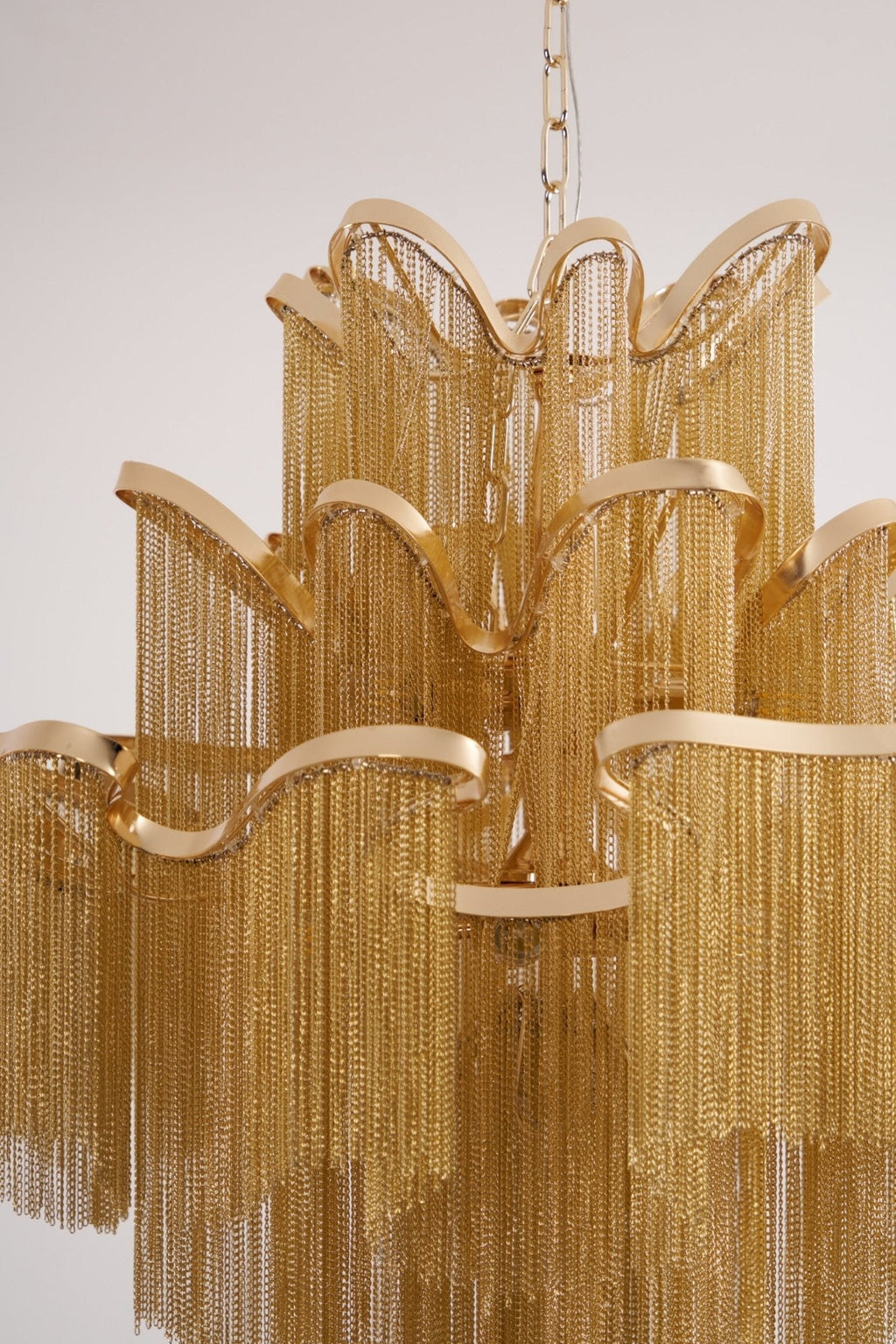 Stream Chain Chandelier — Cascading Link Design, Gold & Silver Finishes