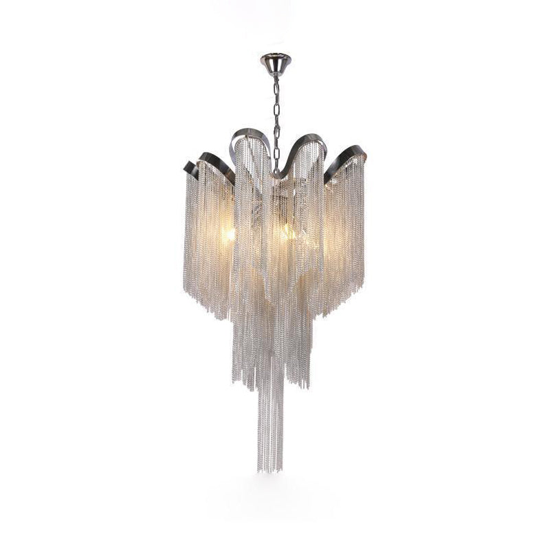 Stream Chain Chandelier — Cascading Link Design, Gold & Silver Finishes