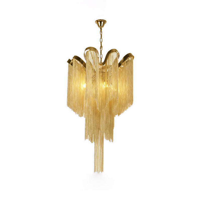 Lampada a sospensione Lustra in nichel — Design con catena a cascata