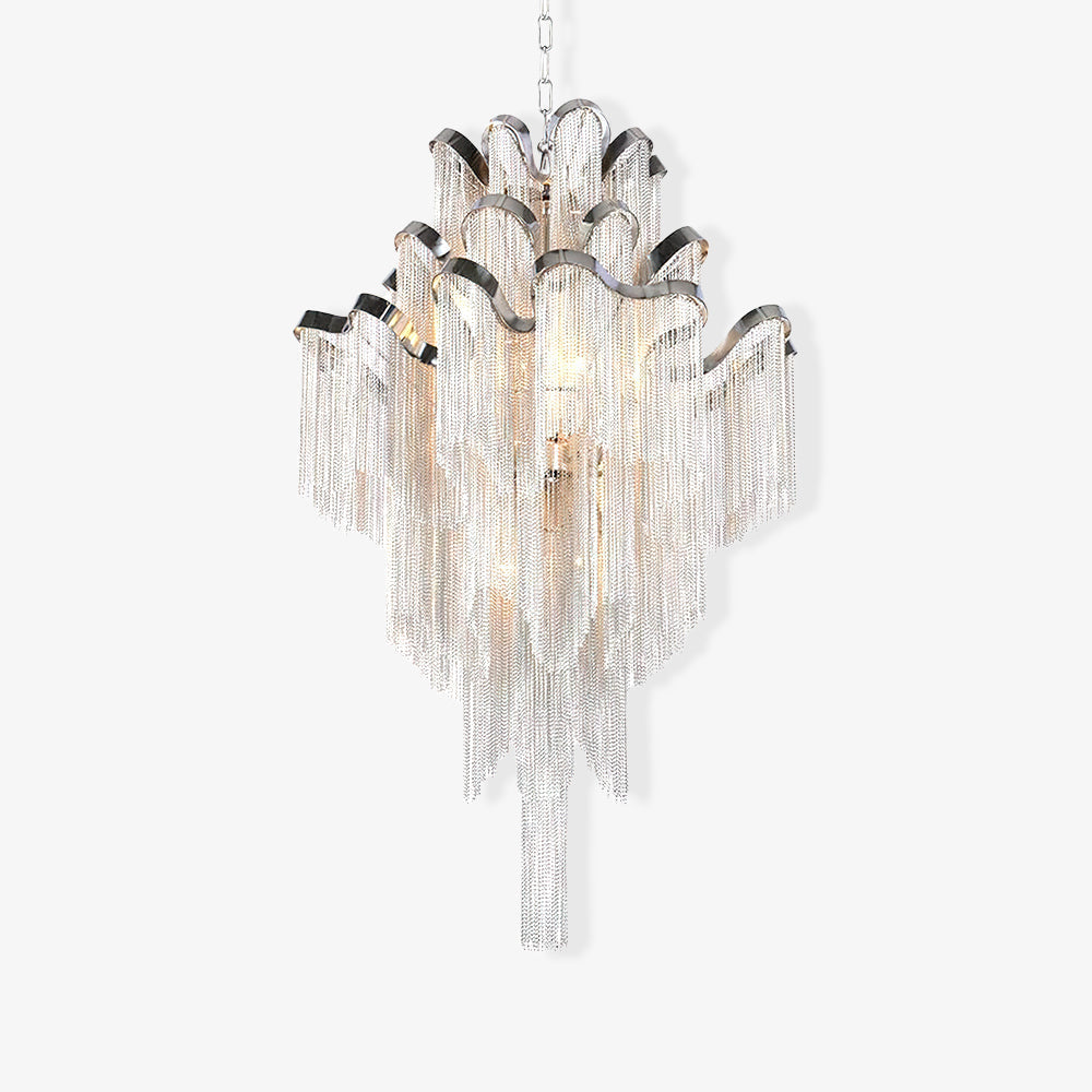Lampada a sospensione Lustra in nichel — Design con catena a cascata