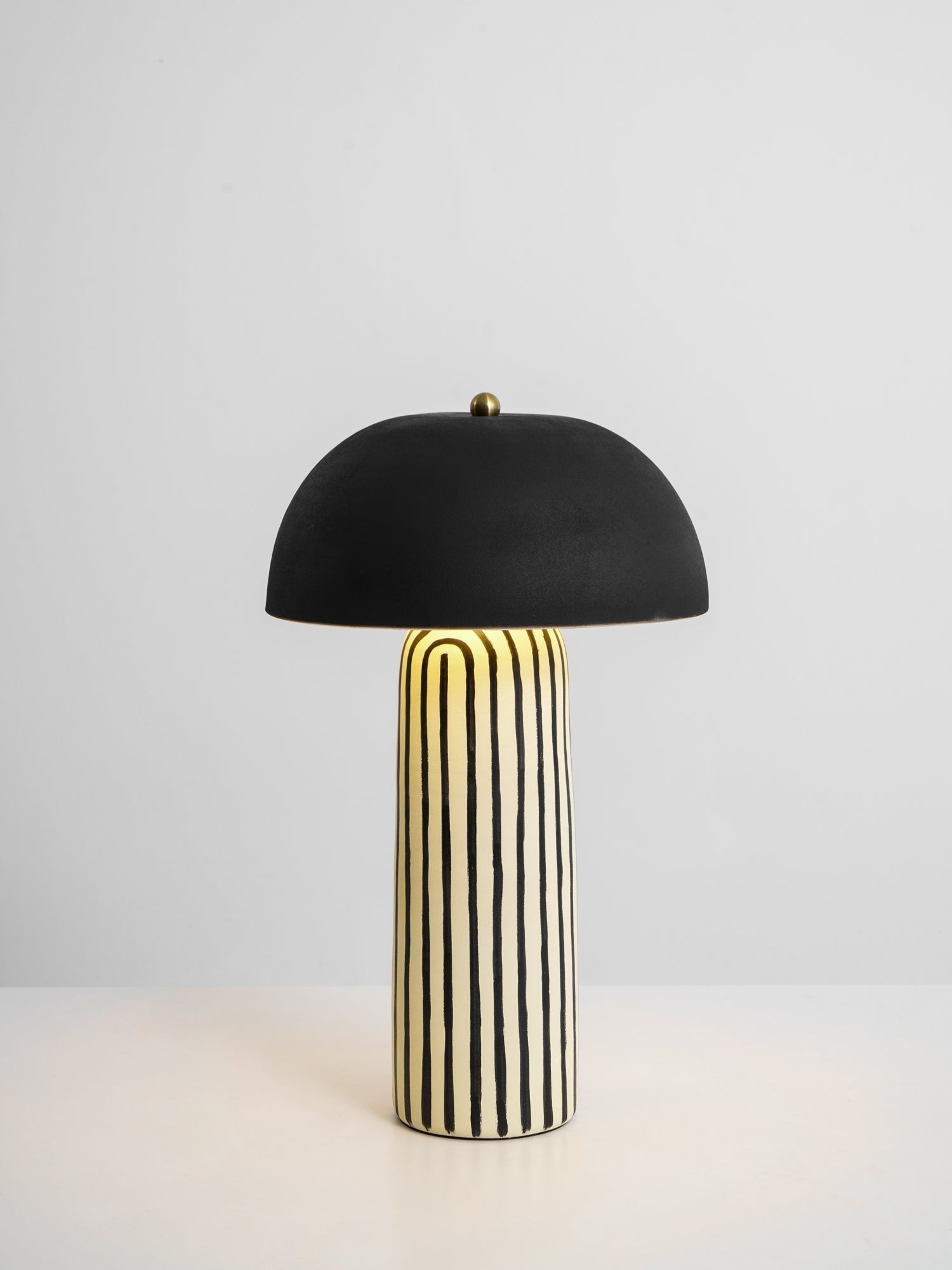 Stria Matte Black Dome Table Lamp