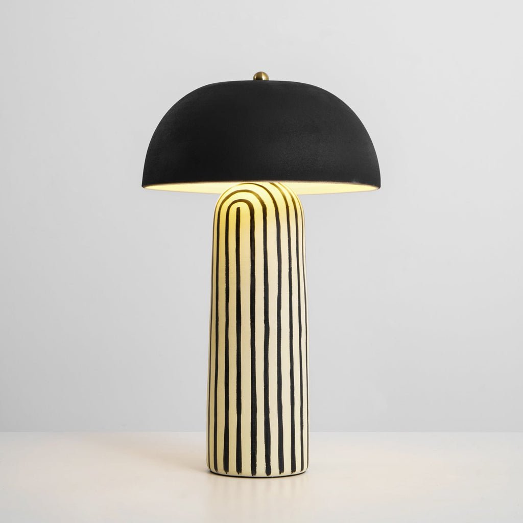 Stria Matte Black Dome Table Lamp