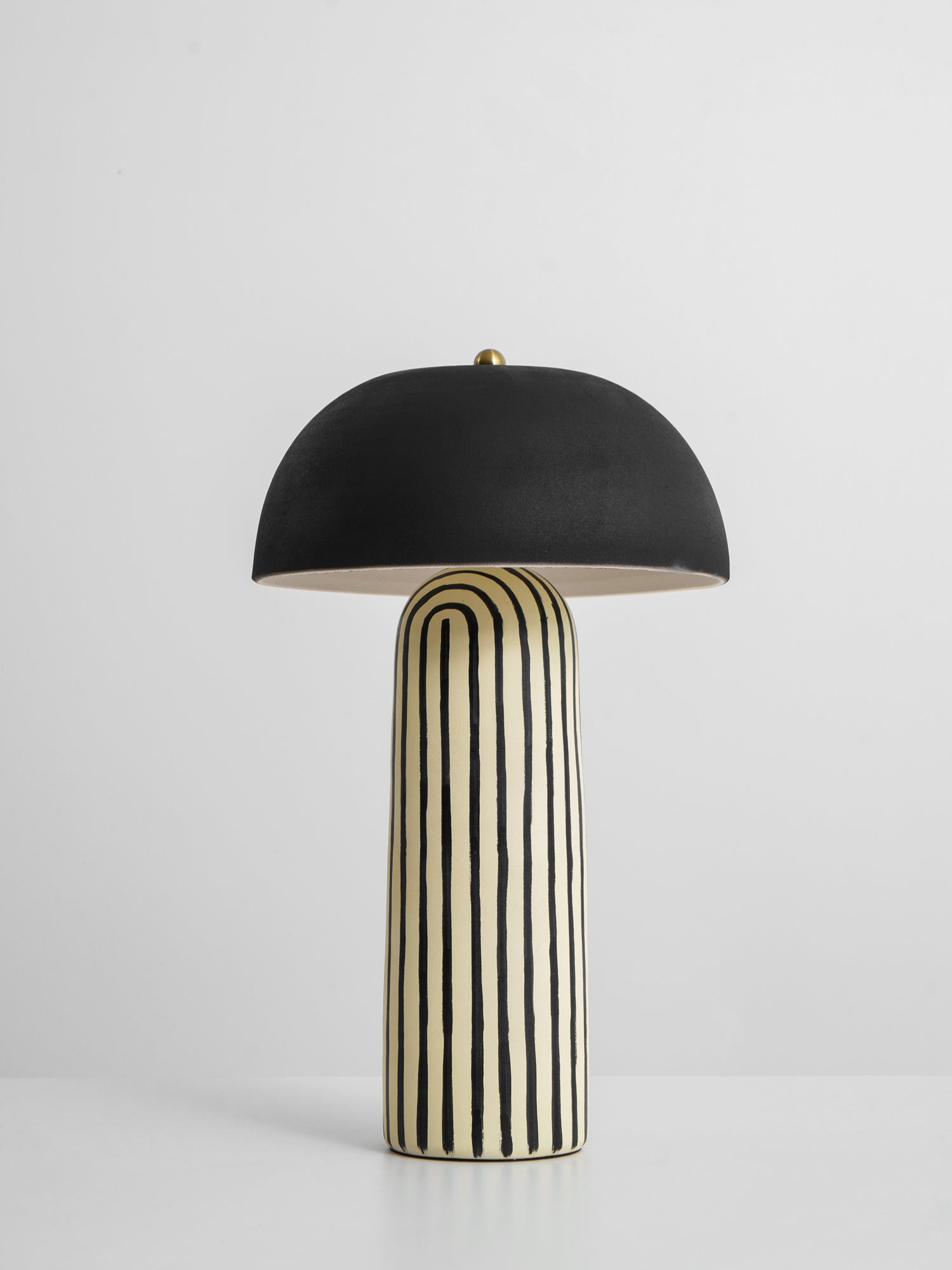 Stria Matte Black Dome Table Lamp