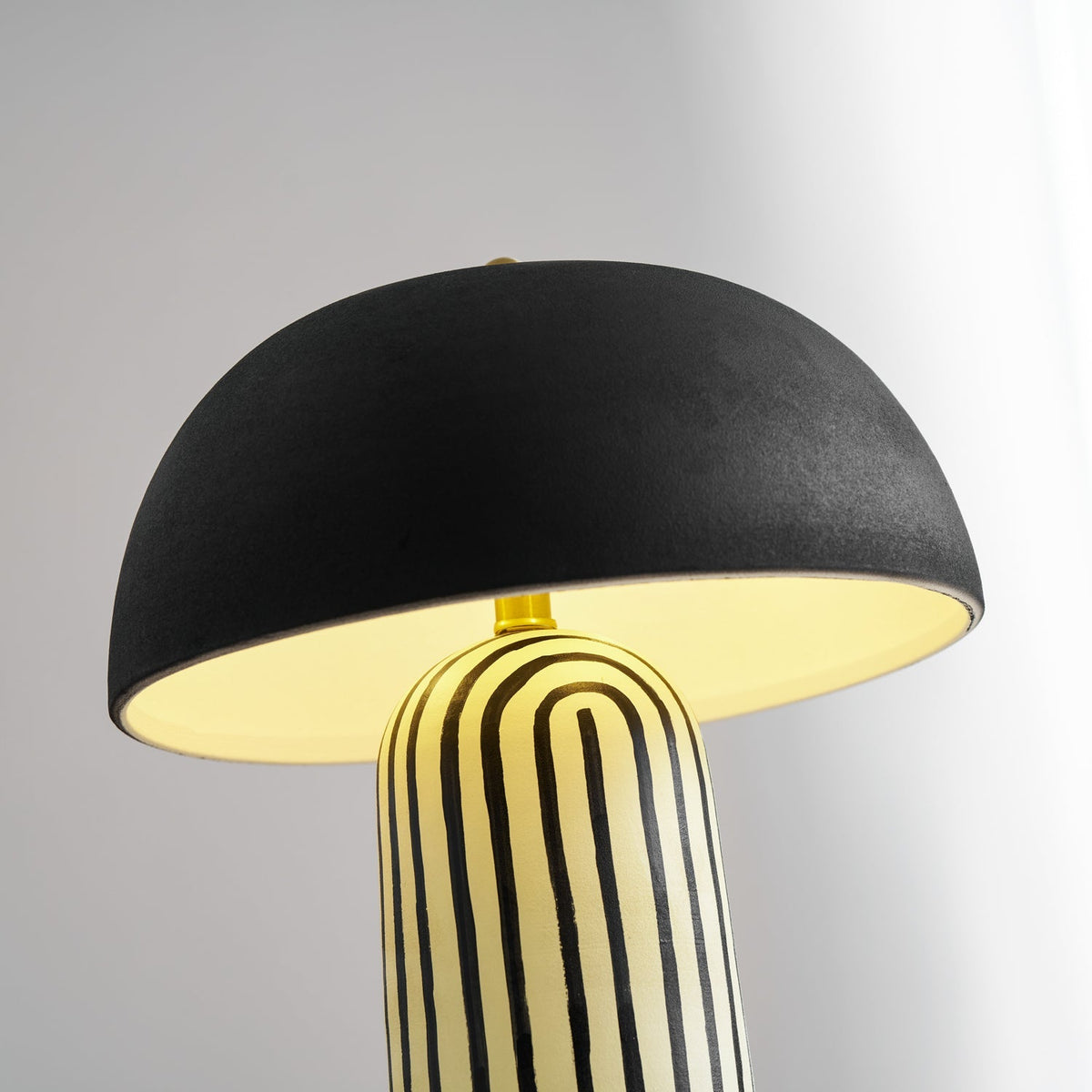 Stria Matte Black Dome Table Lamp