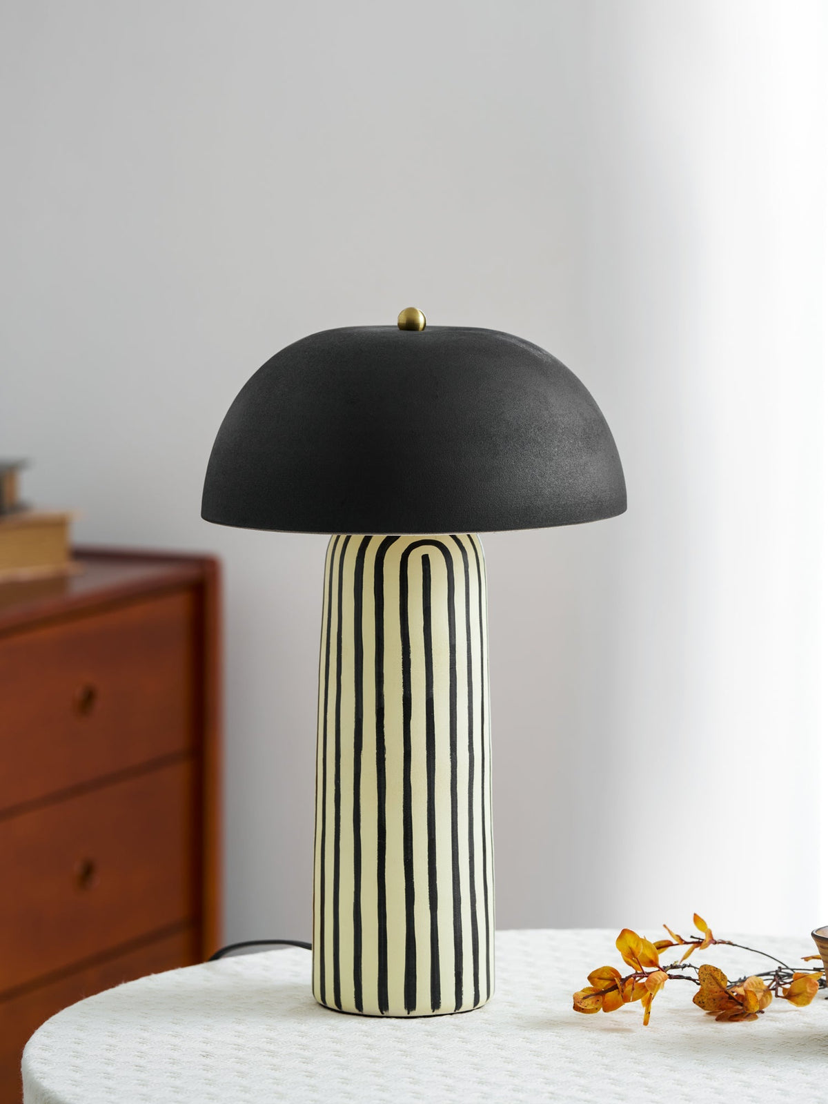 Stria Matte Black Dome Table Lamp