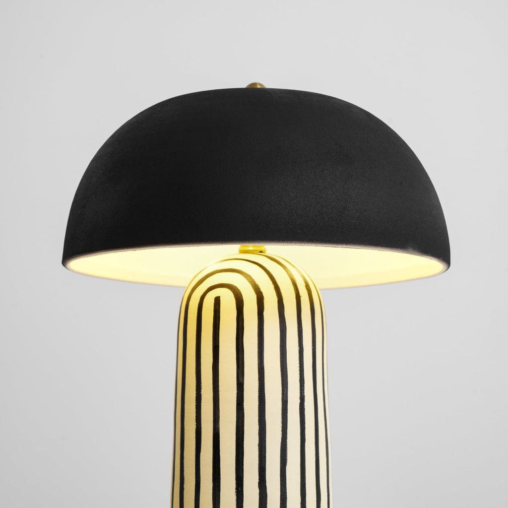Stria Matte Black Dome Table Lamp
