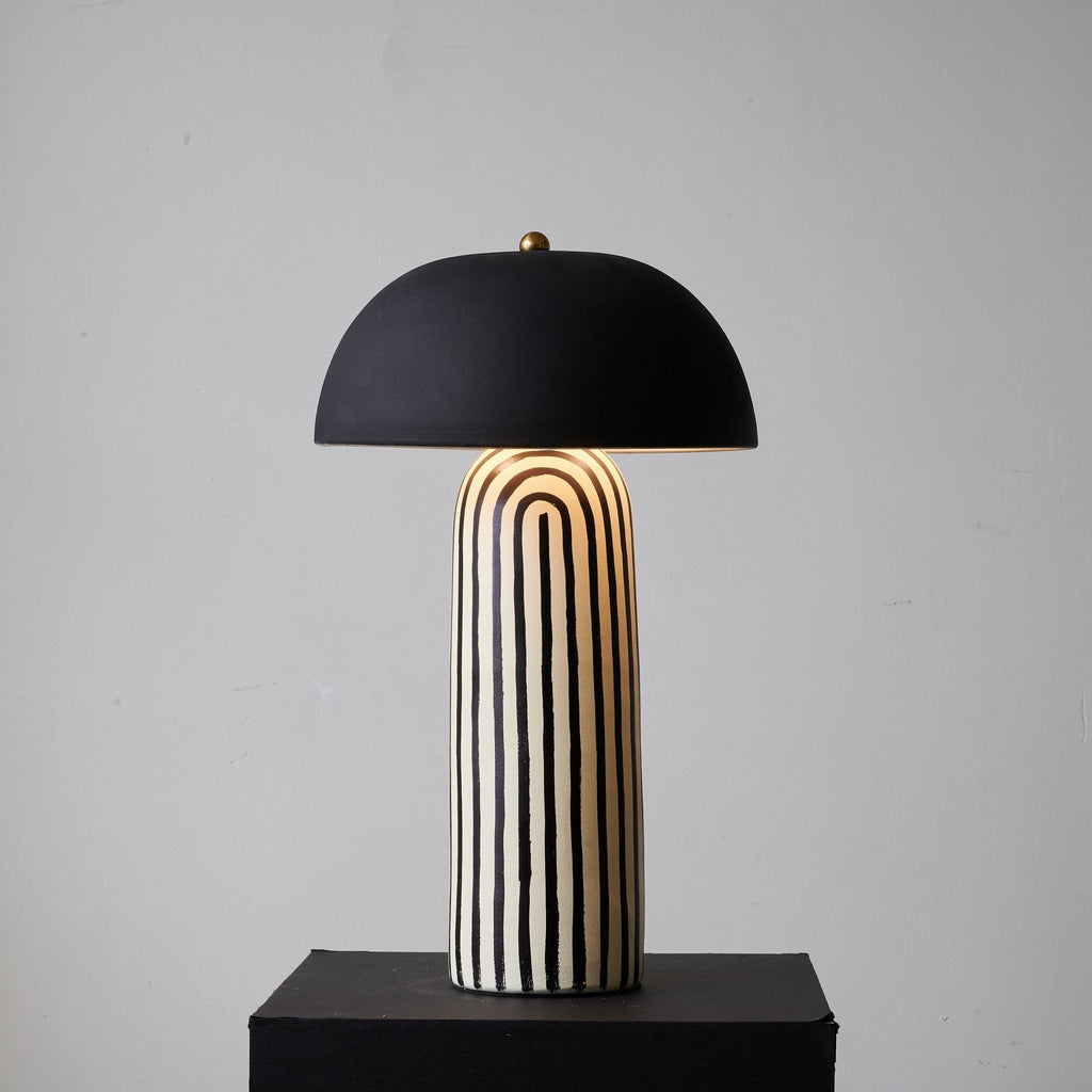 Stria Matte Black Dome Table Lamp
