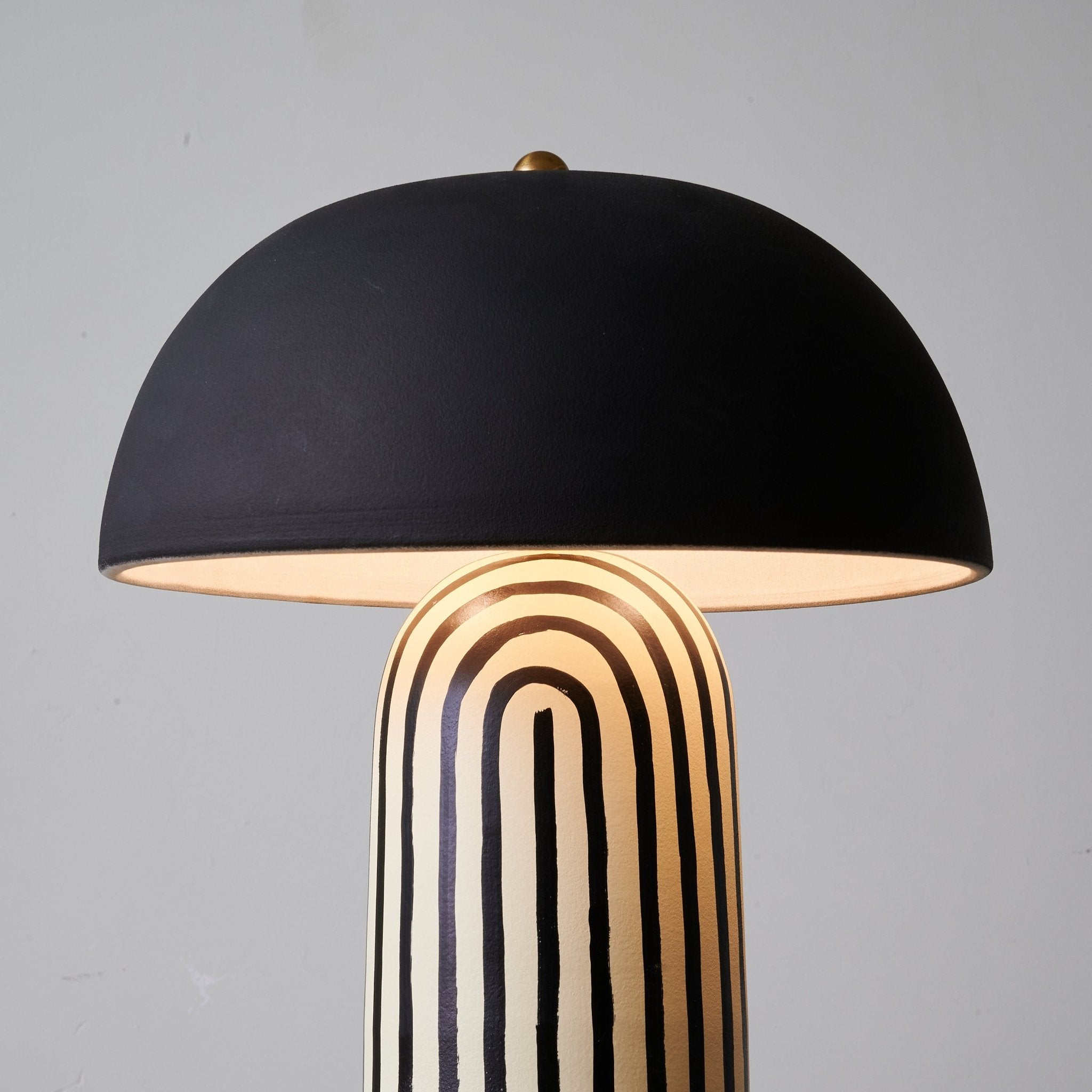 Stria Matte Black Dome Table Lamp
