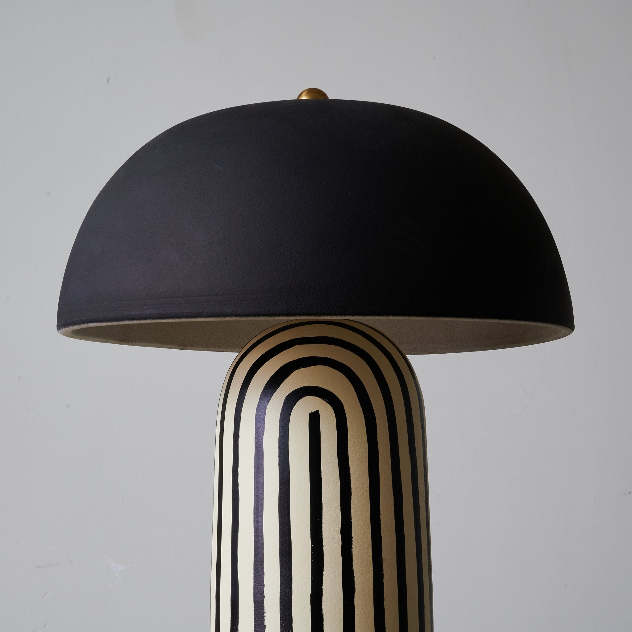 Stria Matte Black Dome Table Lamp
