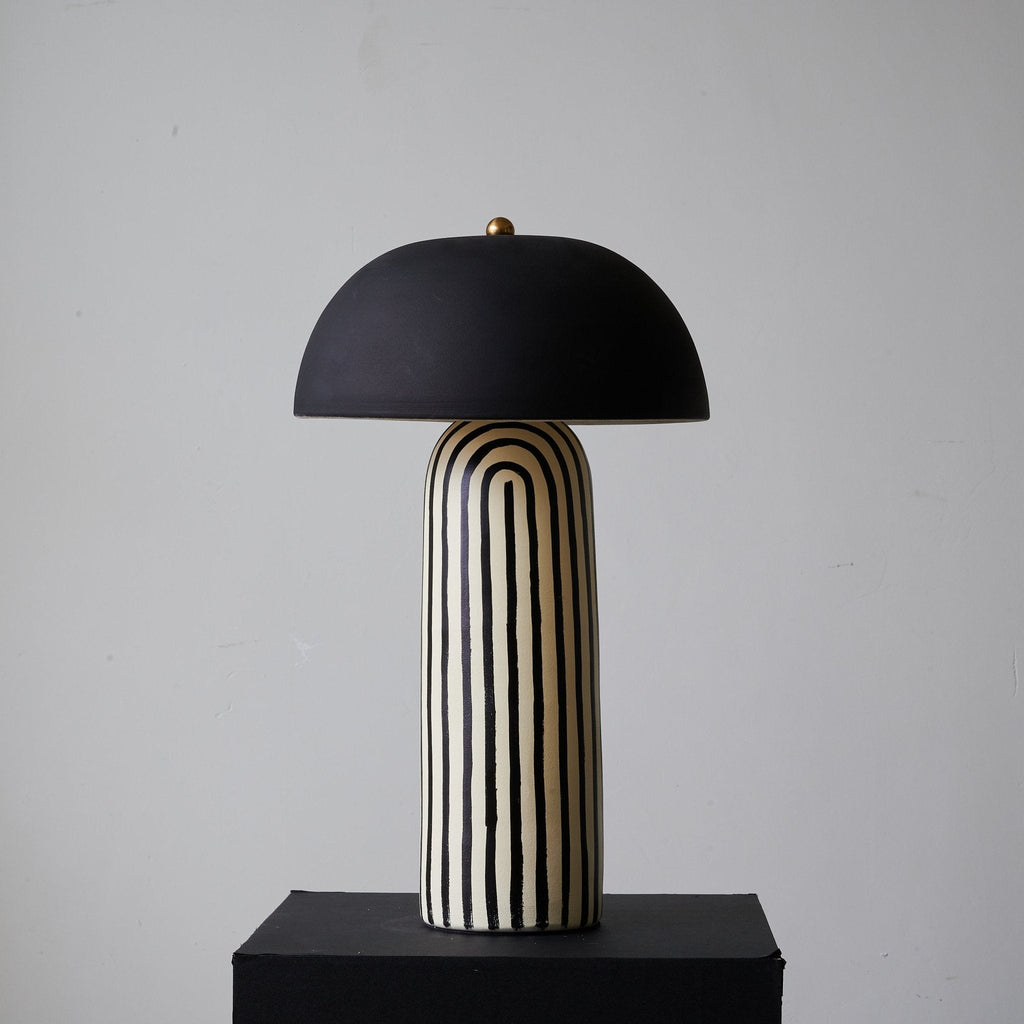 Stria Matte Black Dome Table Lamp