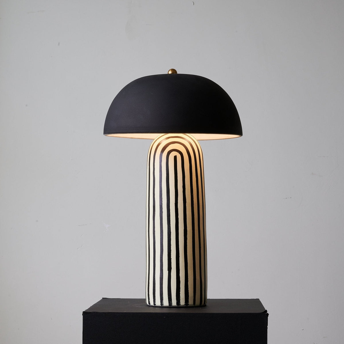 Stria Matte Black Dome Table Lamp