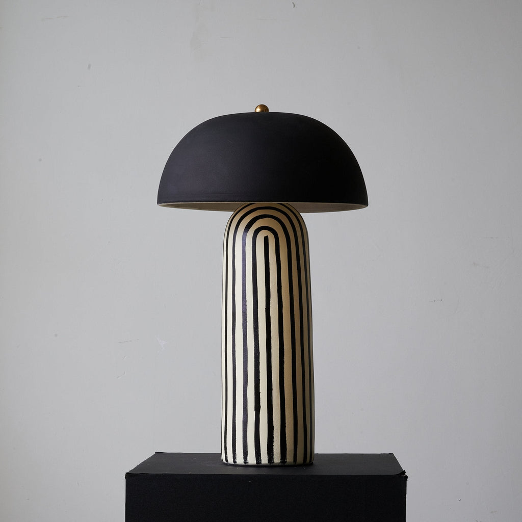 Stria Matte Black Dome Table Lamp
