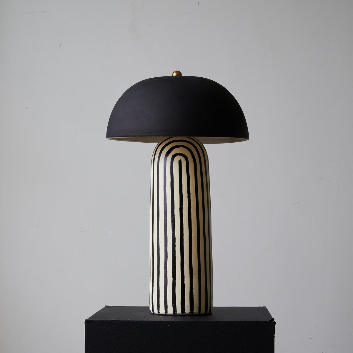 Stria Matte Black Dome Table Lamp
