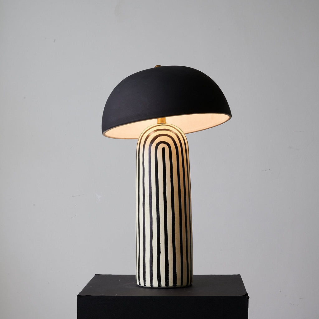Stria Matte Black Dome Table Lamp