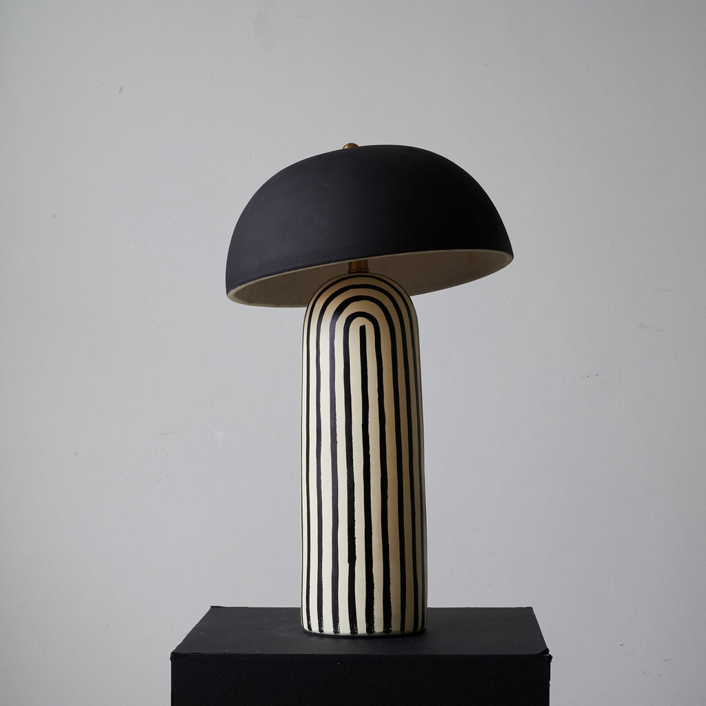Stria Matte Black Dome Table Lamp