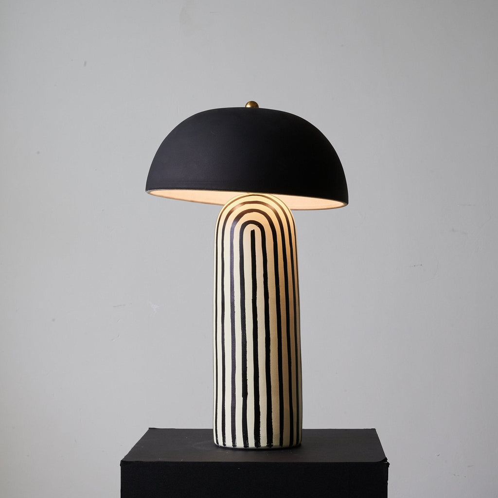 Stria Matte Black Dome Table Lamp
