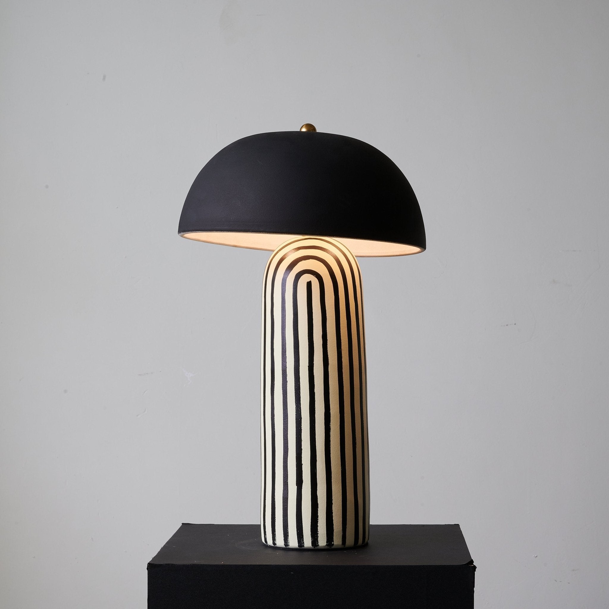 Stria Matte Black Dome Table Lamp
