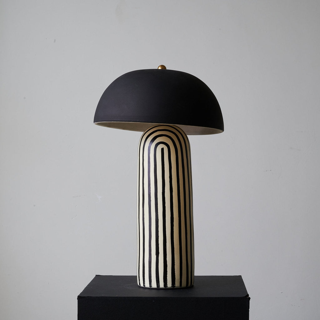 Stria Matte Black Dome Table Lamp