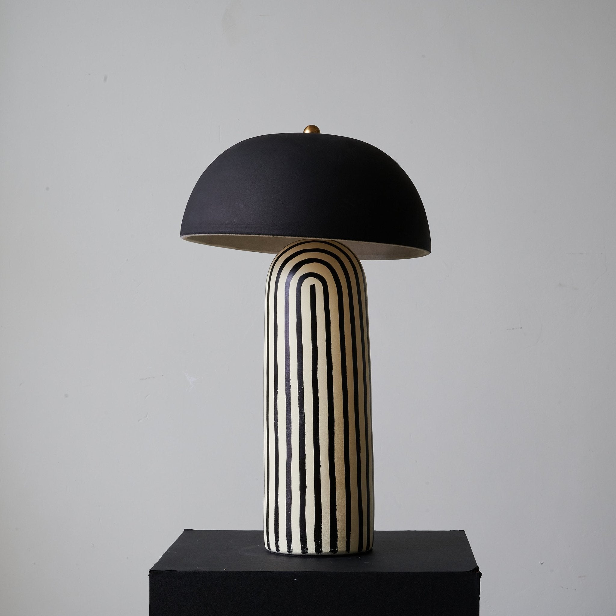 Stria Matte Black Dome Table Lamp