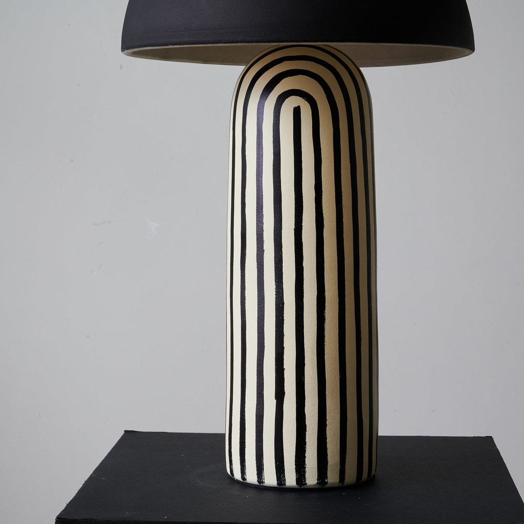 Stria Matte Black Dome Table Lamp