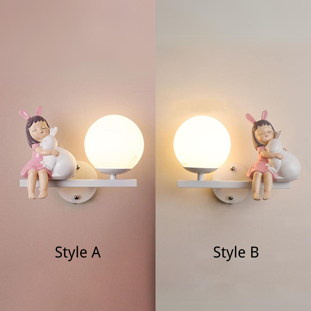 Aria Modern Wall Lamp — White & Pink Finish, Metal & Glass Frame, Hardwire Mount