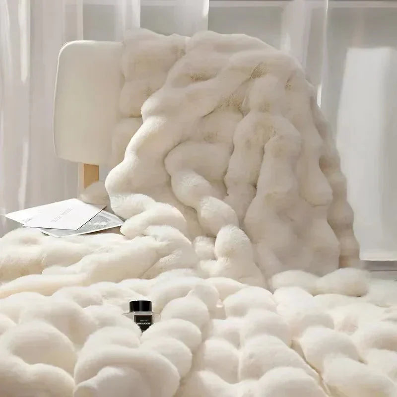 Super Mega Fluffy Rabbit Super Soft Fluffy Luxury Rabbit Faux Fur Wave Throw - 4 Colours β orntli